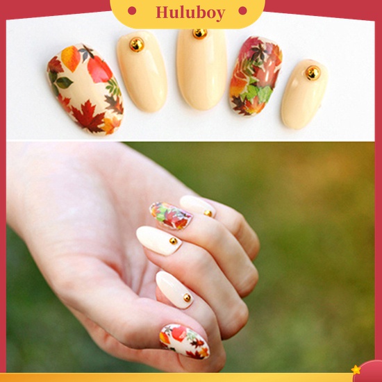 Huluboy Huluboy♡ Stiker Decal Motif Daun Maple / Bunga / Kupu-Kupu Untuk Dekorasi Manicure / Nail Art Butterfly