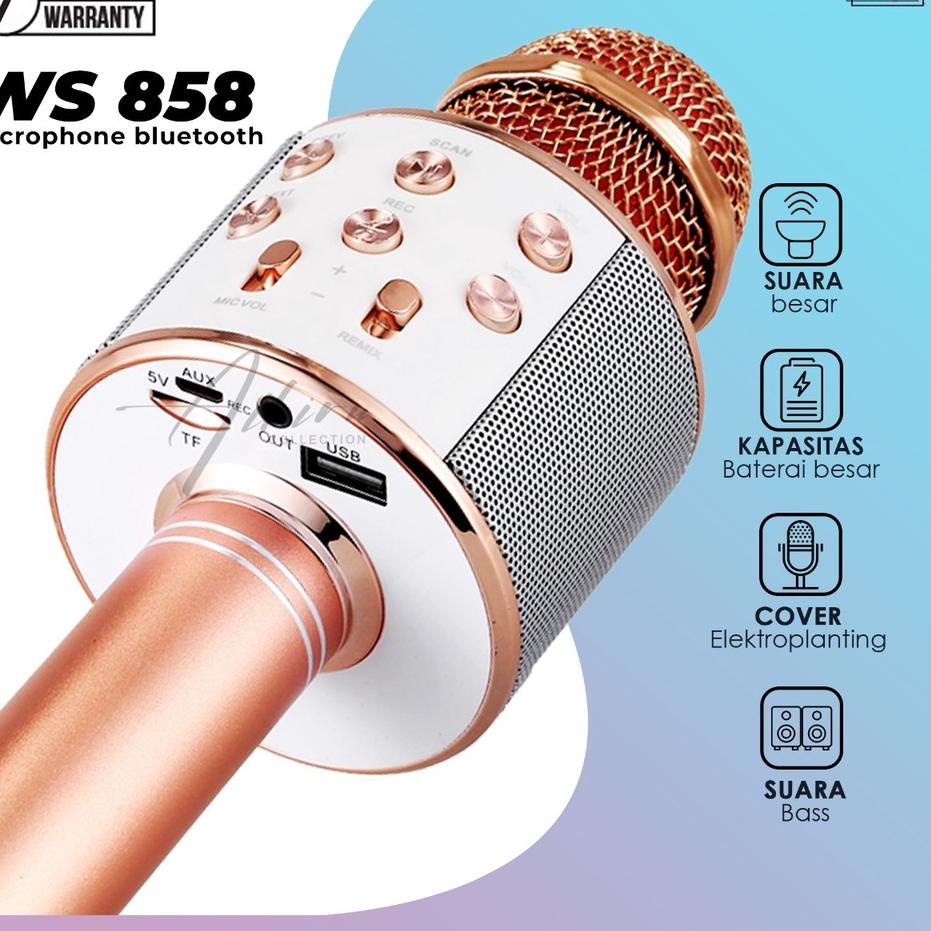 Trx8e8Ds--MS [ PROMO HARGA TERMURAH ] Microphone Karaoke Mic Bluetooth Ws 858 Speaker Mike Ws 858 Mi