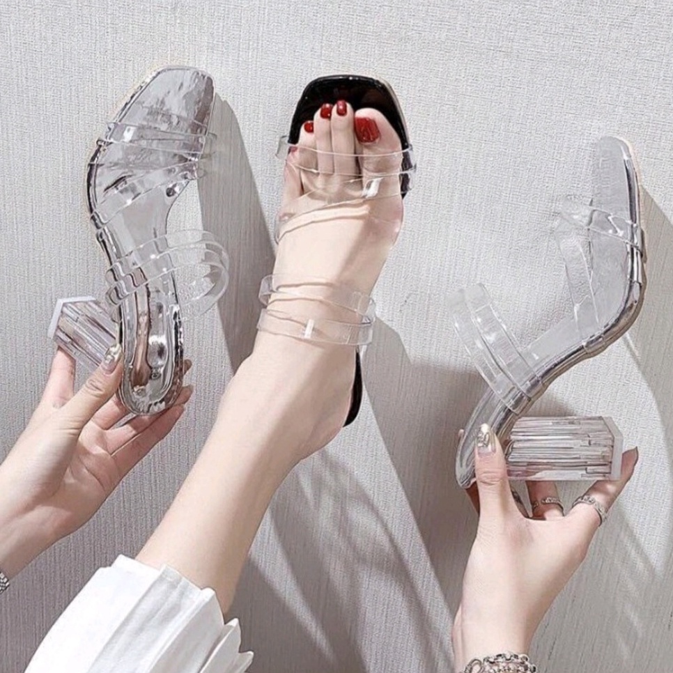 SANDAL WANITA HAK KACA ANDINI BERKUALITAS 9 CM/JELLY BENING/SANDAL HEELS KACA/COD-ay3_collection