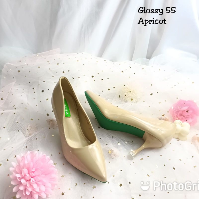 sepatu maude guesis soll karet tapak anti licin Glosy 55 heels 5cm ini-2