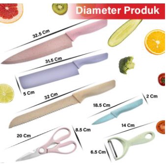 Pisau Set Dapur Tebal isi 6 Pcs Pisat Set Dapur