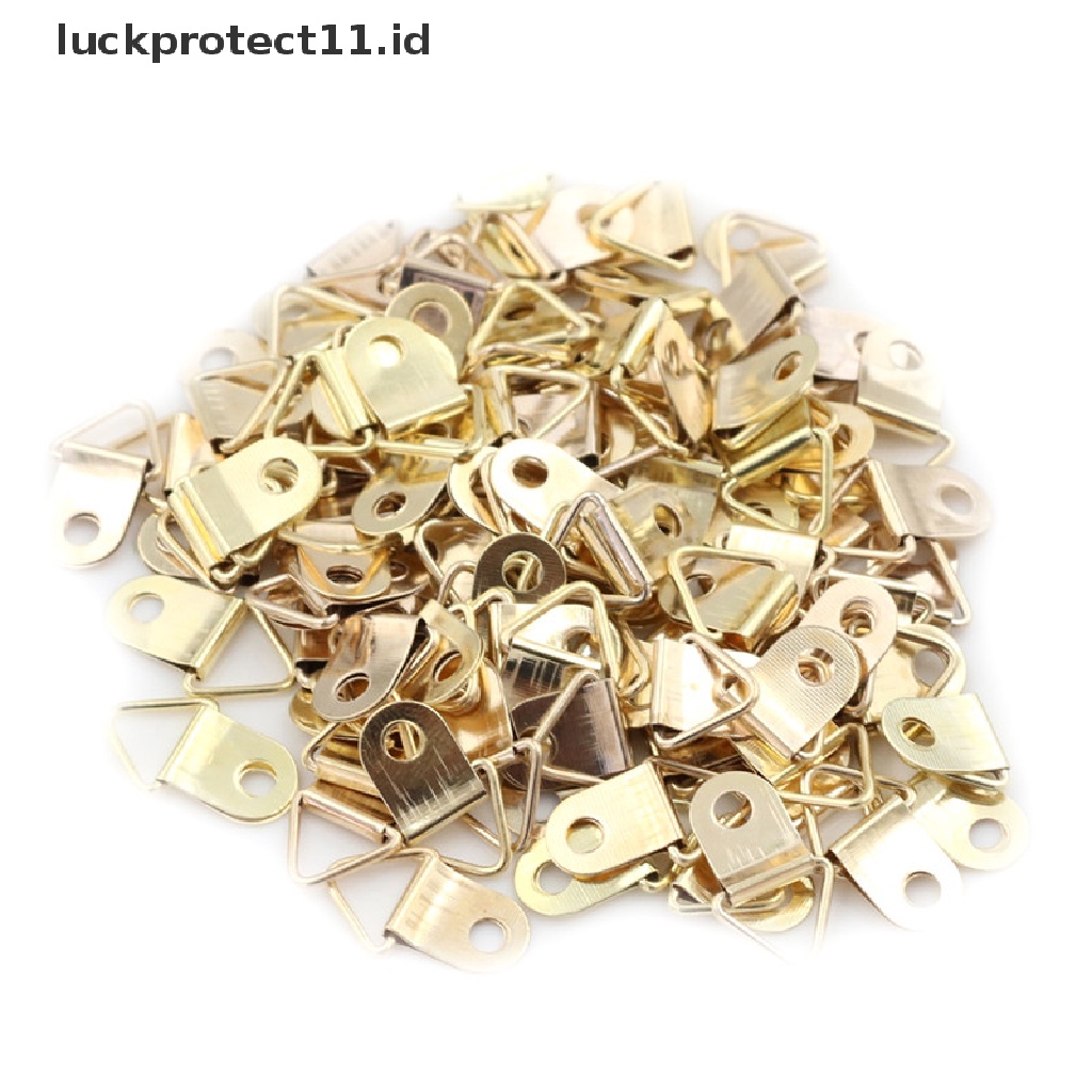 //HG&amp;ID// 100pcs Mini Golden Triangle D-Ring Picture Oil Painting Mirror Photo Frame Hook Hanger 10x20mm Furniture Accessories .