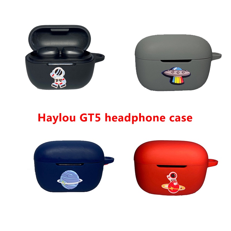 Case Pelindung headset Bluetooth Haylou GT5 Motif Kartun Bahan Silikon Tahan Jatuh