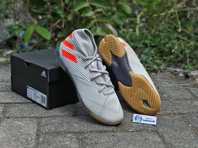 Sepatu Futsal Adidas Nemeziz 19.3 IN Grey Orange EF8289 Original BNIB