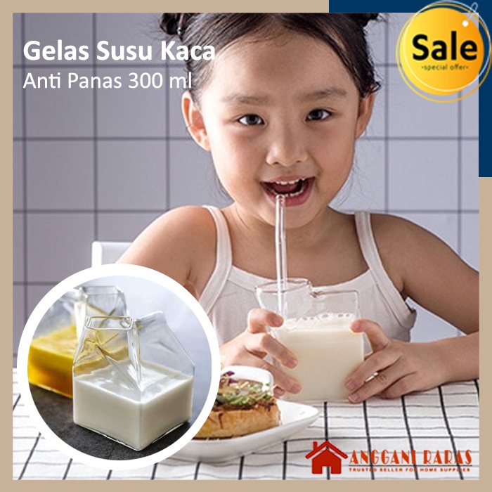 Mug Anak Cangkir Susu Anak Gelas Susu Kaca Anak 300 ml Unik Tahan Panas Dapat Dipanaskan di Microwave