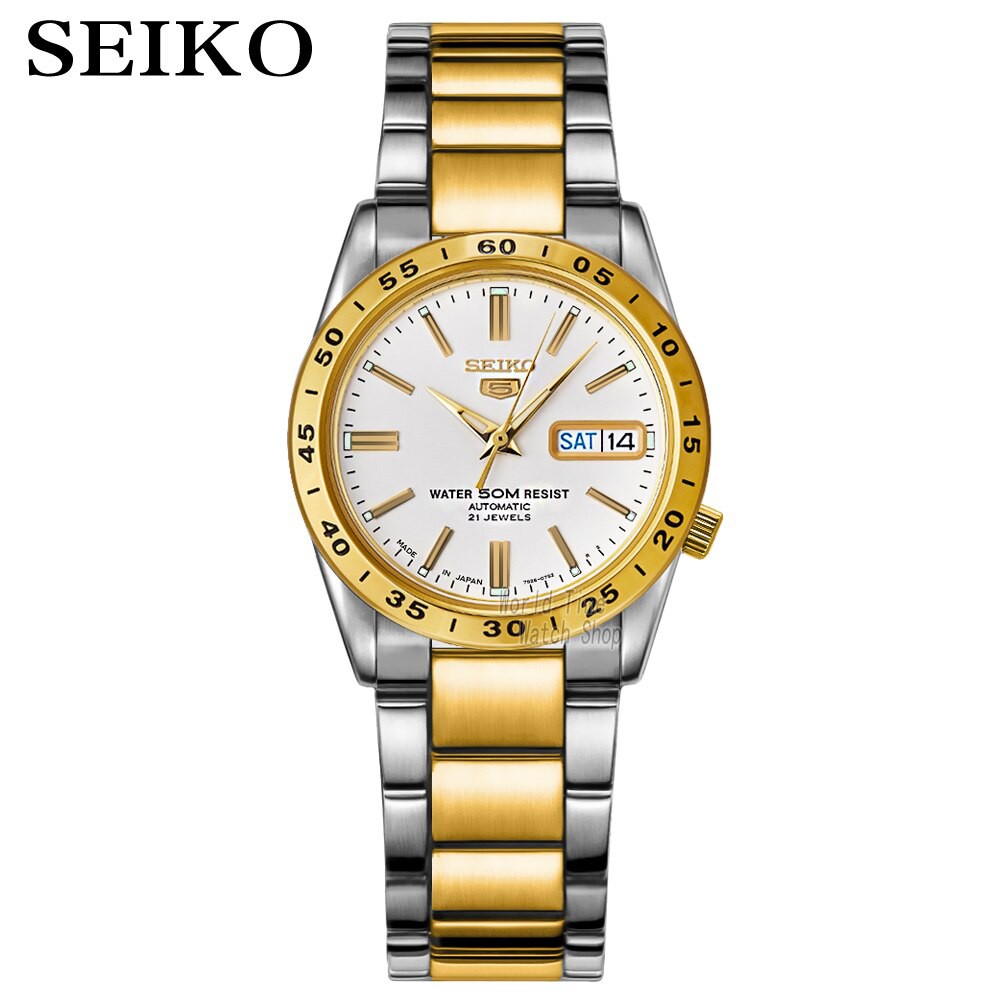 Jam Tangan Pria Seiko 5 SNKE04K1 Automatic Silver Gold Original