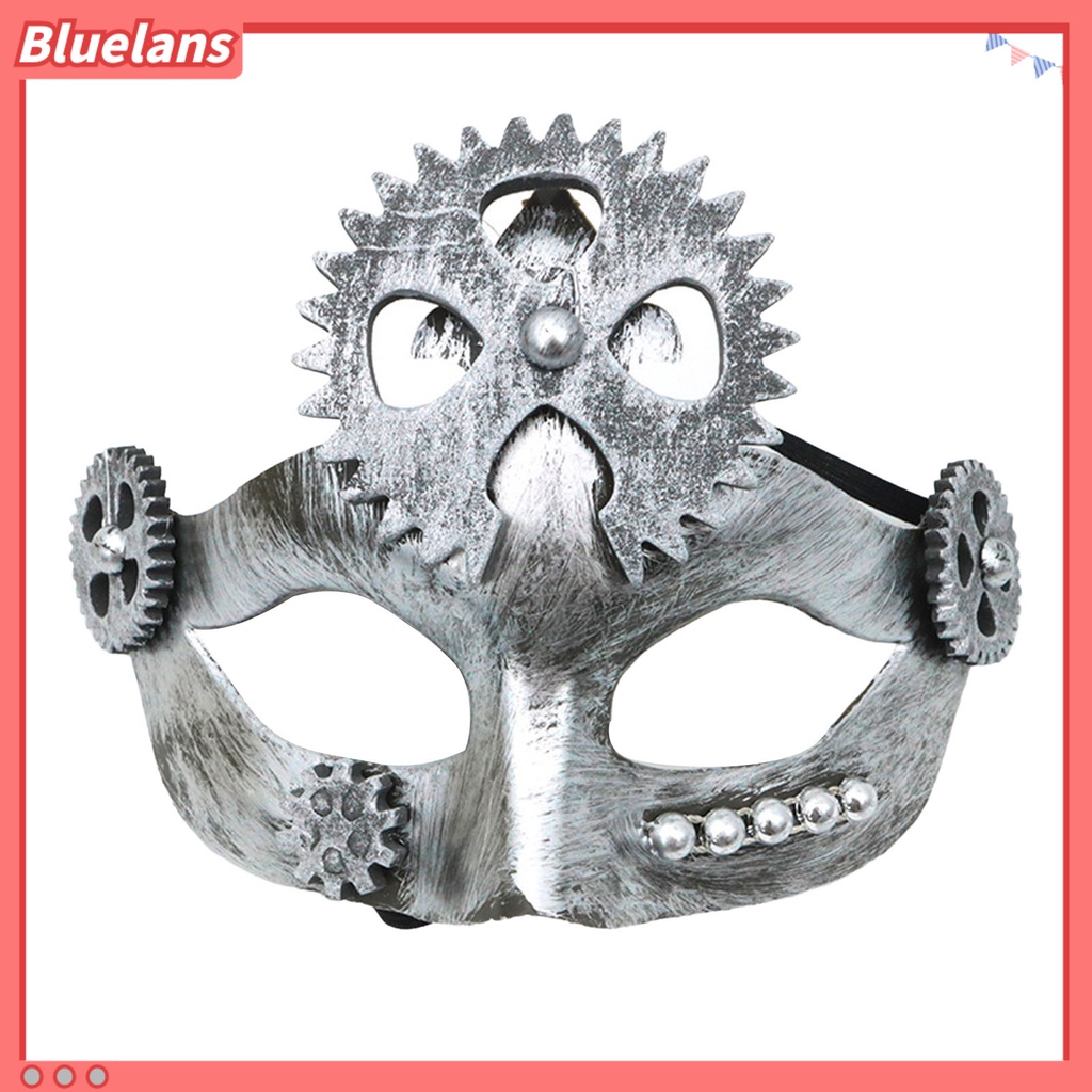 Cover Wajah Pria / Wanita Lapis Silver Gaya Steampunk Retro Reusable Untuk Pesta Halloween / Cosplay