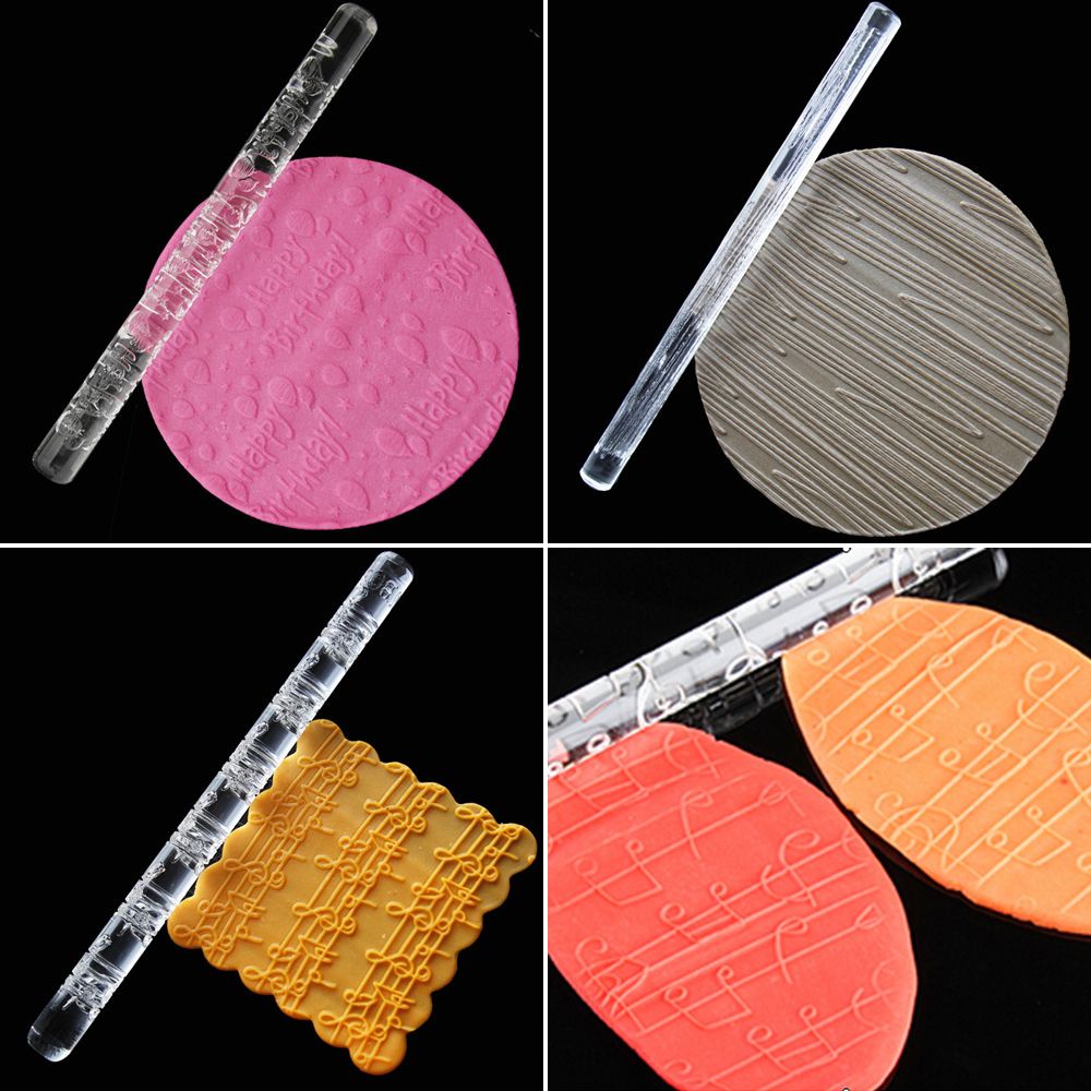 POPULAR 21 Styles Hot Sell Pastry Roller Fondant Cake Impression Embossing Rolling Pin New Designed Acrylic Decoration Baking Tools