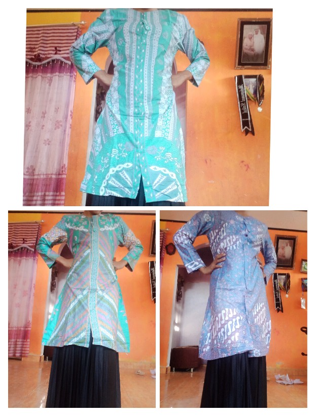 Batik Tunik Shibori Jumputan Terbaru Size S-3l / Hrb026 Yelbor Navbor / Biru Putih