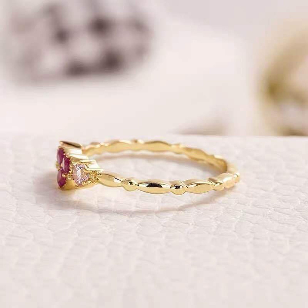 Cincin Berlian Bentuk Hati Warna Pink Untuk Wanita