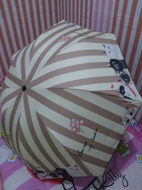 Payung Lipat 3 Mangkok Motif Kucing You Are My Sunshine