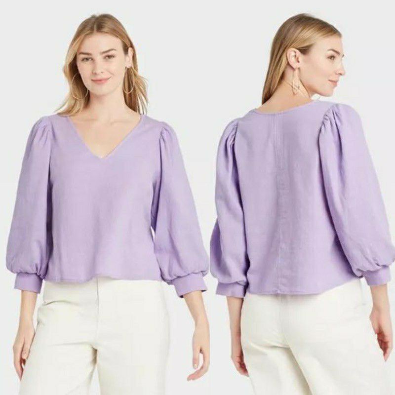 a new day puff sleeve blouse lilac balkon sleeve