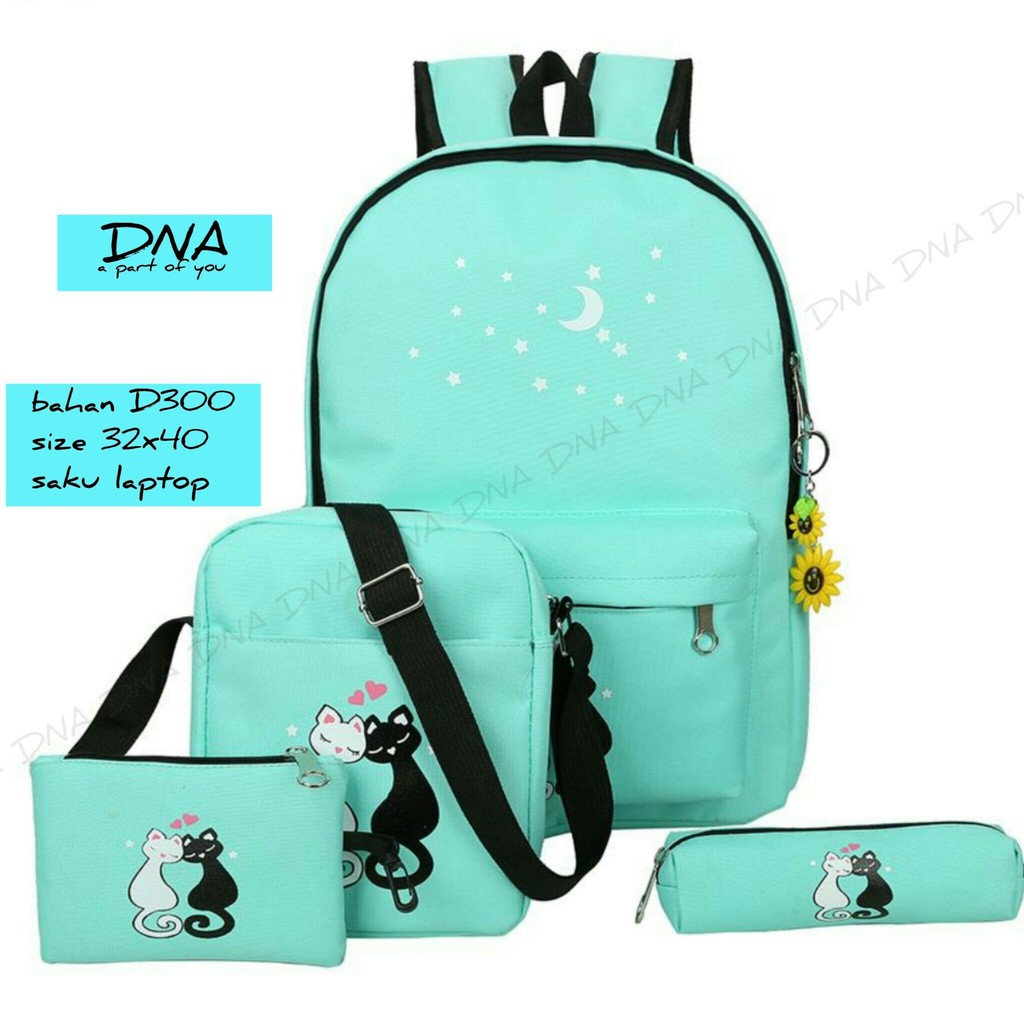 Tas Ransel Sekolah Anak Wanita Fashion Korea Kucing Berdua Tas Ransel Sekolah Anak Wanita Fashion Korea Kucing Berdua