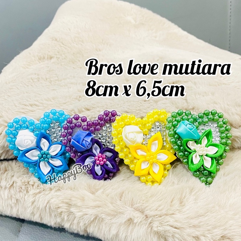 bross love bunga pin bros hijab jilbab besar kanzashi korsase wedding pernikahan mutiara bros