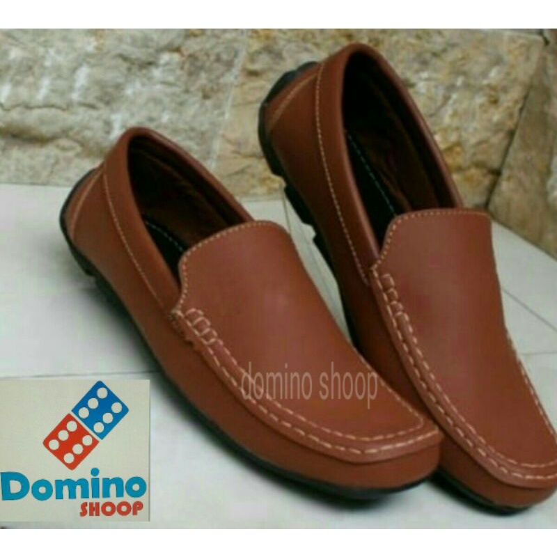 sepatu slip on pria bahan kulit sentetis anti silp