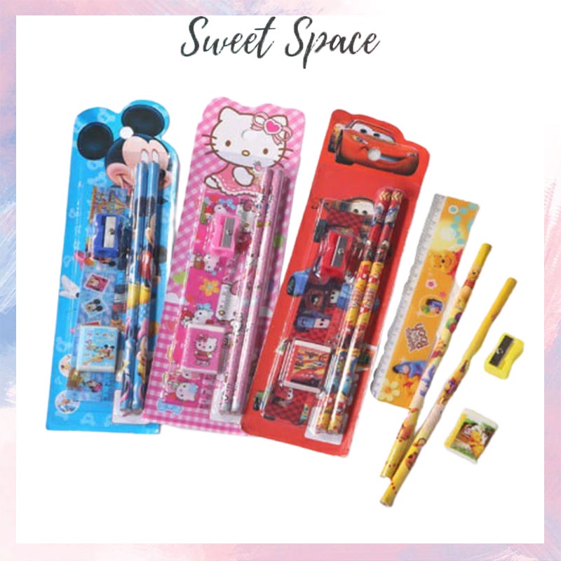 SET ALAT TULIS 5 IN 1 STATIONERY ALAT TULIS SEKOLAH KARAKTER MINI [SWEETSPACE]