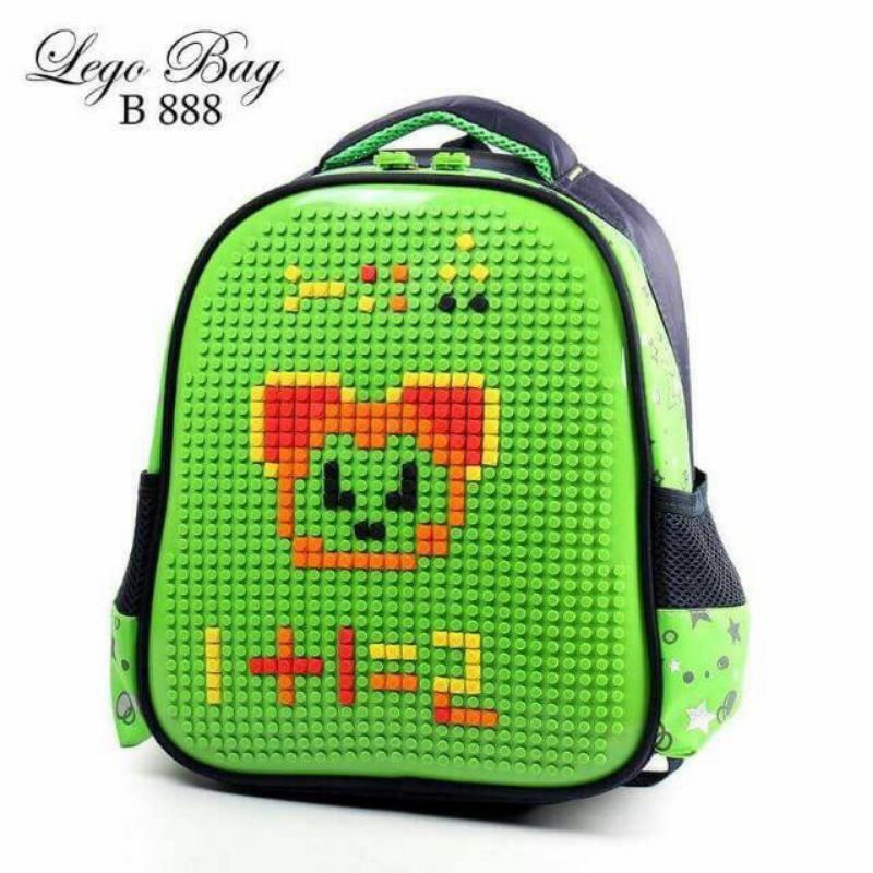 Tas Sekolah Anak TK Model Lego Ransel TK Playgroup Backpack Anak Perempuan dan Laki - Laki Free Pixel Lego