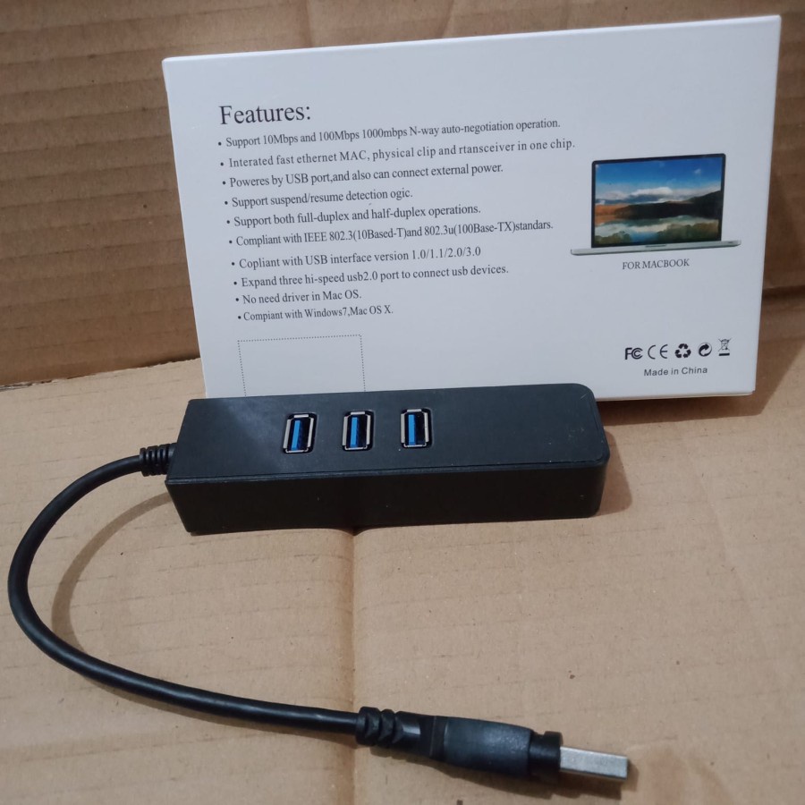 USB 3.0 To HUB 3 Port With Lan Gigabit Ethernet Adapter Converter