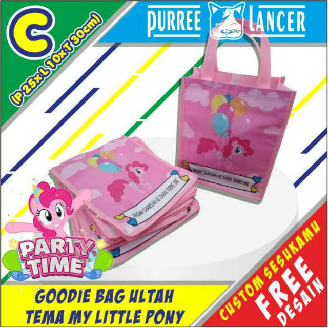 

Goodie Bag Custom Tas Souvenir Tangan Ulang Tahun Ultah Promosi Undangan tema pinky ukuran C potrait