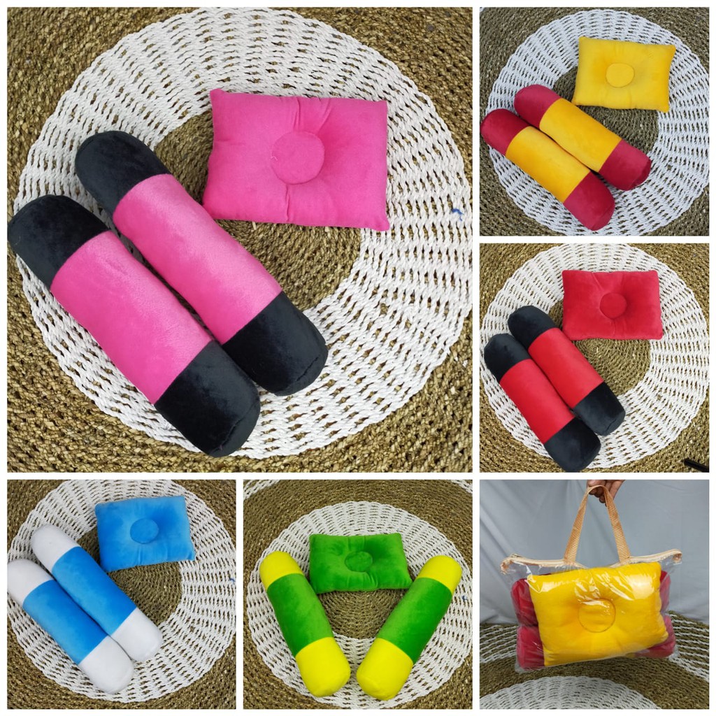 Bonekalintang Bantal Guling Bayi Anti Peyang Set 3in1 Polos