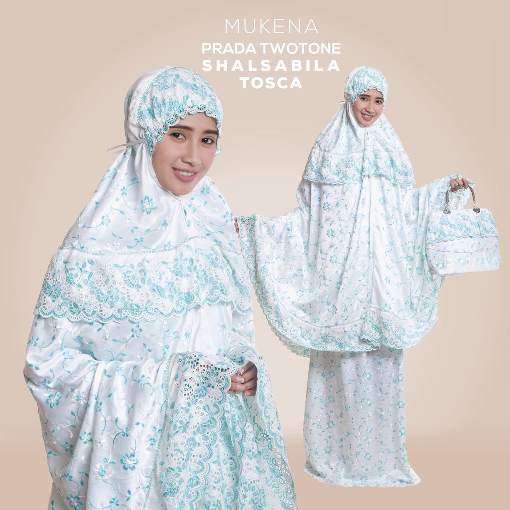 Mukena Dewasa Bahan Sutra Paris Twotone Shalsabila