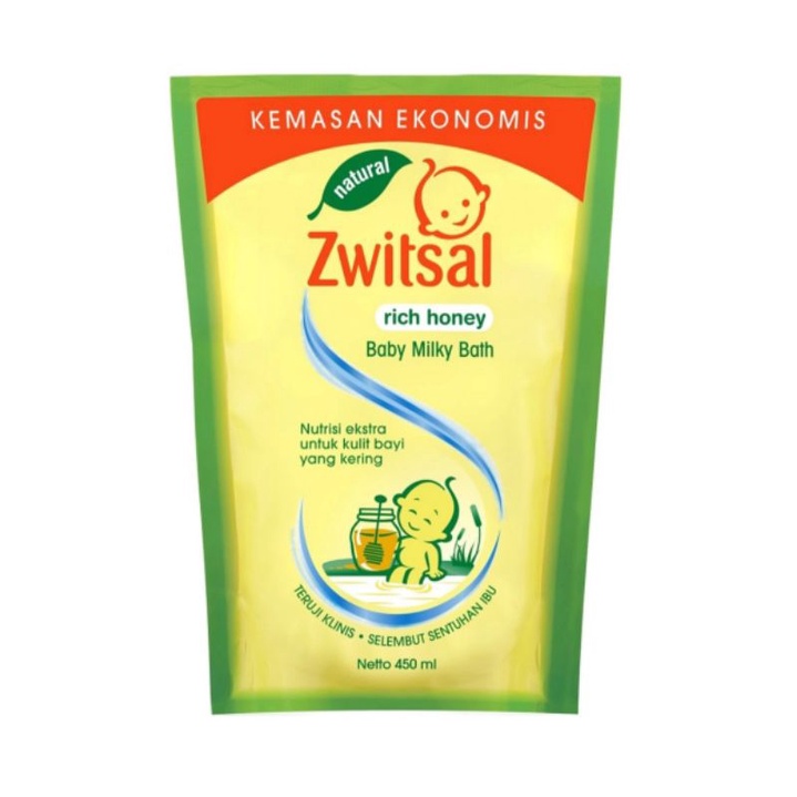 Zwitsal baby milky bath RICH HONEY REFILL 450ml GRATIS 250ML /sabun mandi anak bayi Switzal milk and honey 450 ml