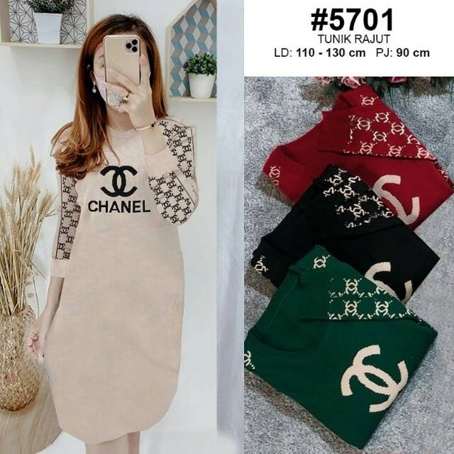 TUNIK RAJUT CHANEL PREMIUM IMPORT 5701