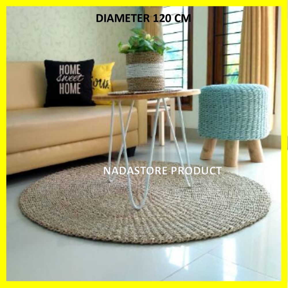 Nadastore Rug Seagrass Karpet Rumput Bulat  Natural polos / Karpet Anyaman Diameter 120 cm Jumbo