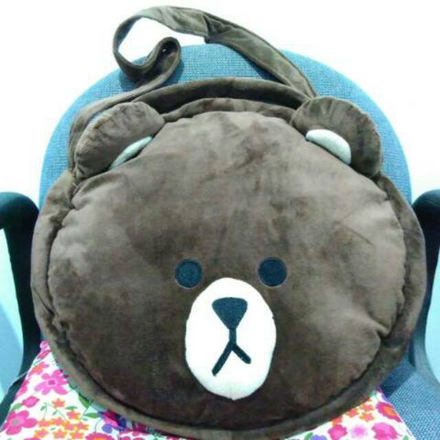 tas line brown murah halus good quality bantal boneka bag