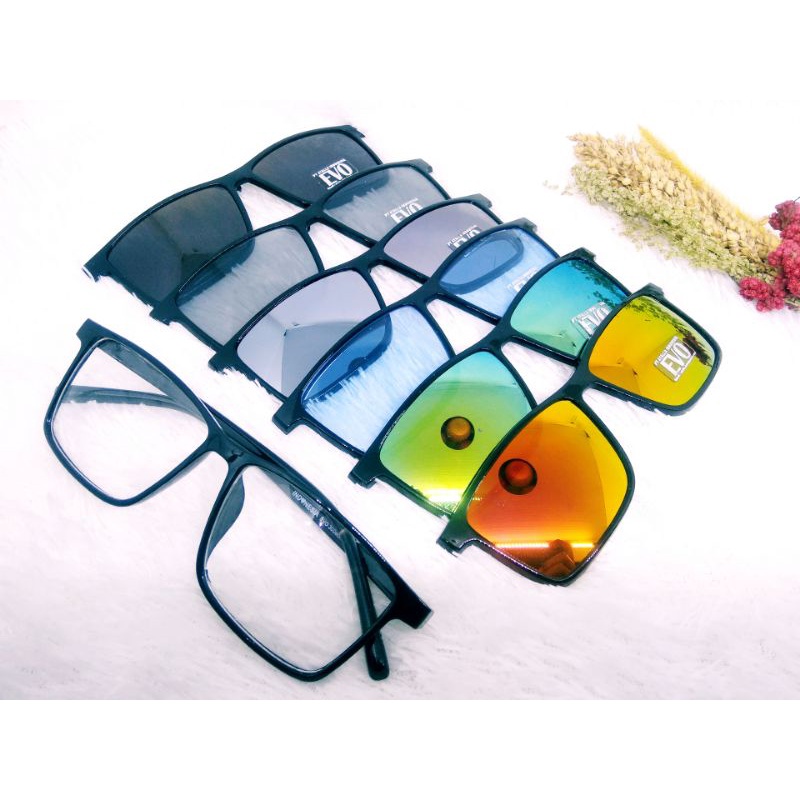 [ DAPAT 1 FRAME LENSA DAN 1 LENSA WARNA ] KACAMATA CLIP ON 2 IN ONE EVO 3008 KEKINIAN FASHION KOREA 