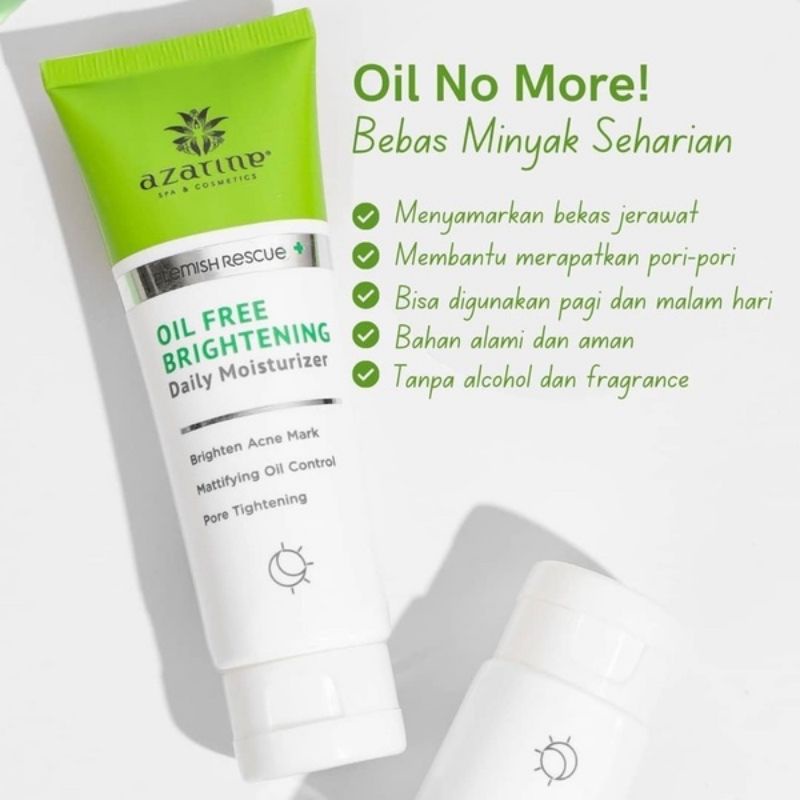 AZARINE Oil Free Brightening Daily Moisturizer 40ML | Pelembab Kulit Berminyak &amp; Berjerawat