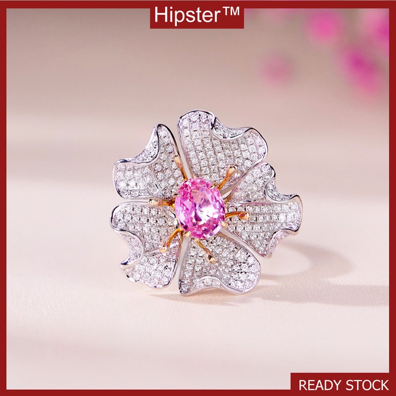 Elegant Elegant Micro-Inlaid Diamond Flower Luxury Two-Color Ring