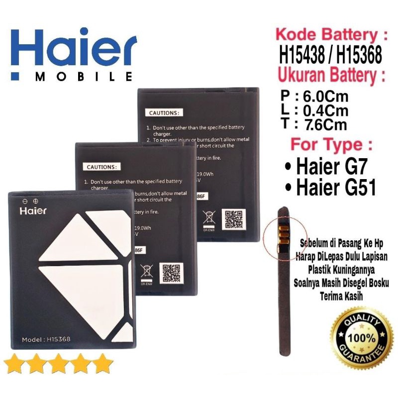 Baterai Original Haier G7 HM-G552-FL HM-G522-FL H15368 H15438