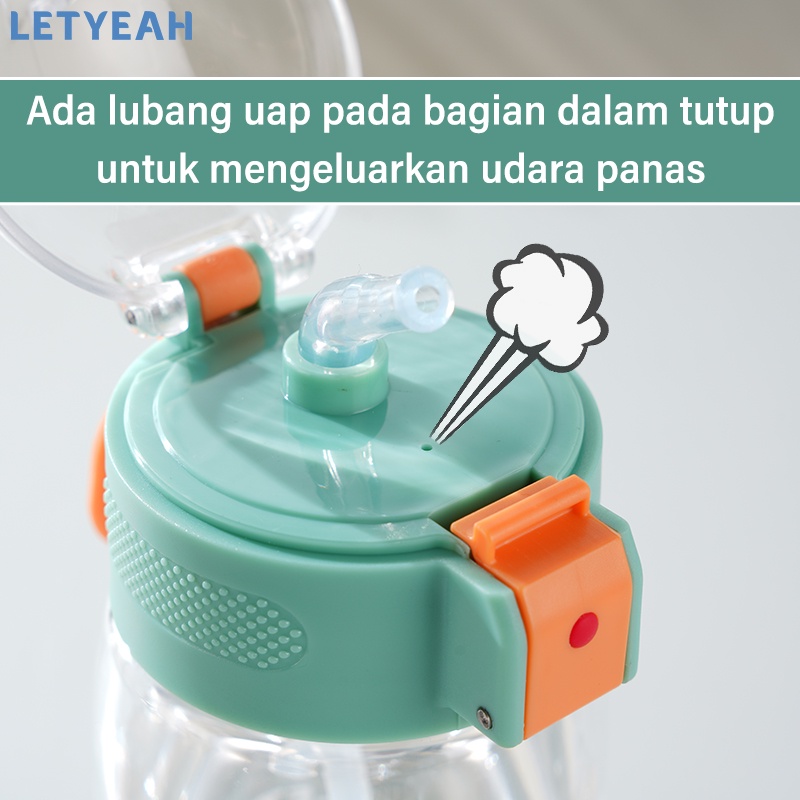 letyeah 500ml Botol minum anak anti tumpah karakter lucu/botol air minum sedotan portable/BPA free