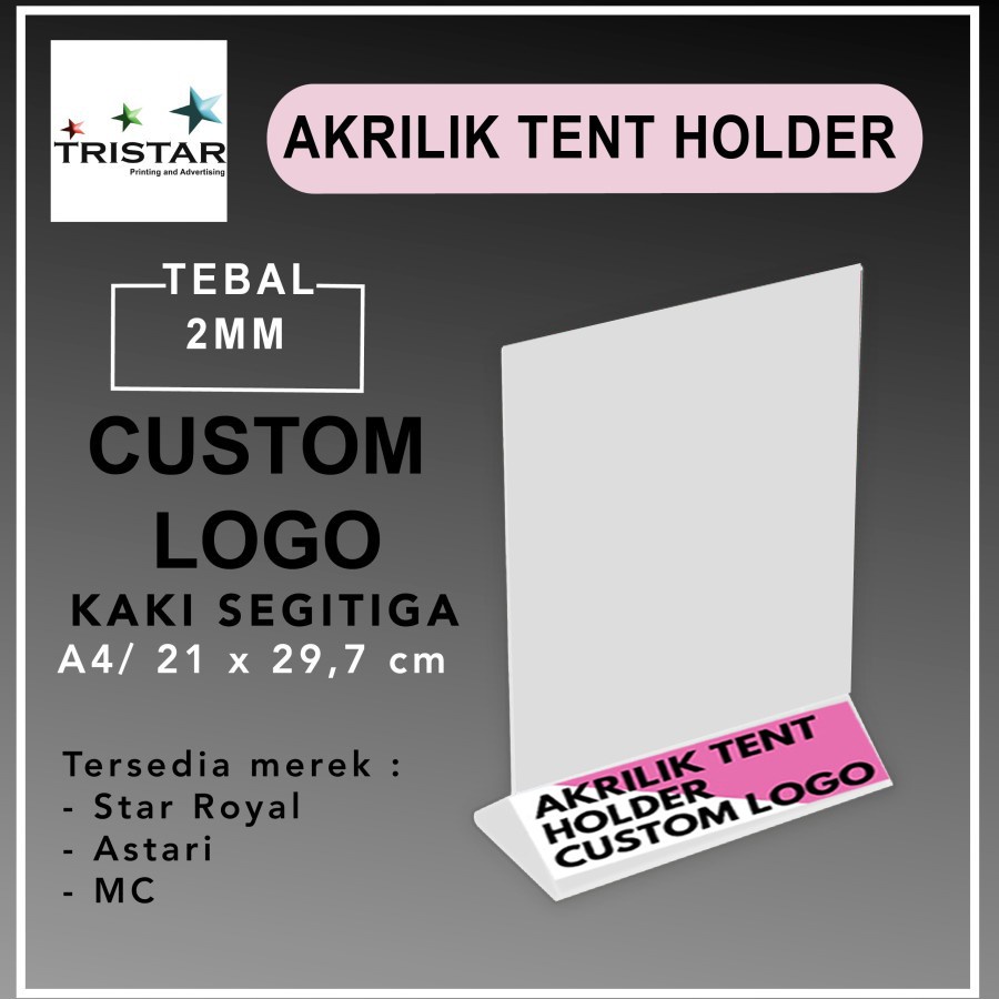 

tent holder + cetak UV ( A4) minim order 12 pcs