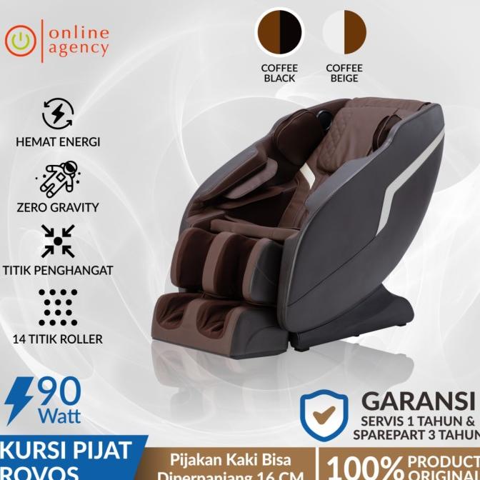 Kursi Pijat ROVOS Comfy Massage Chair ROVOS Comfy Kursi Pijat Murah - Coffee Black