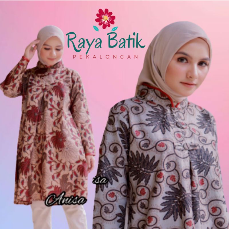 Dress Atasan Tunik Batik Anisa Wanita Viral Kekinian
