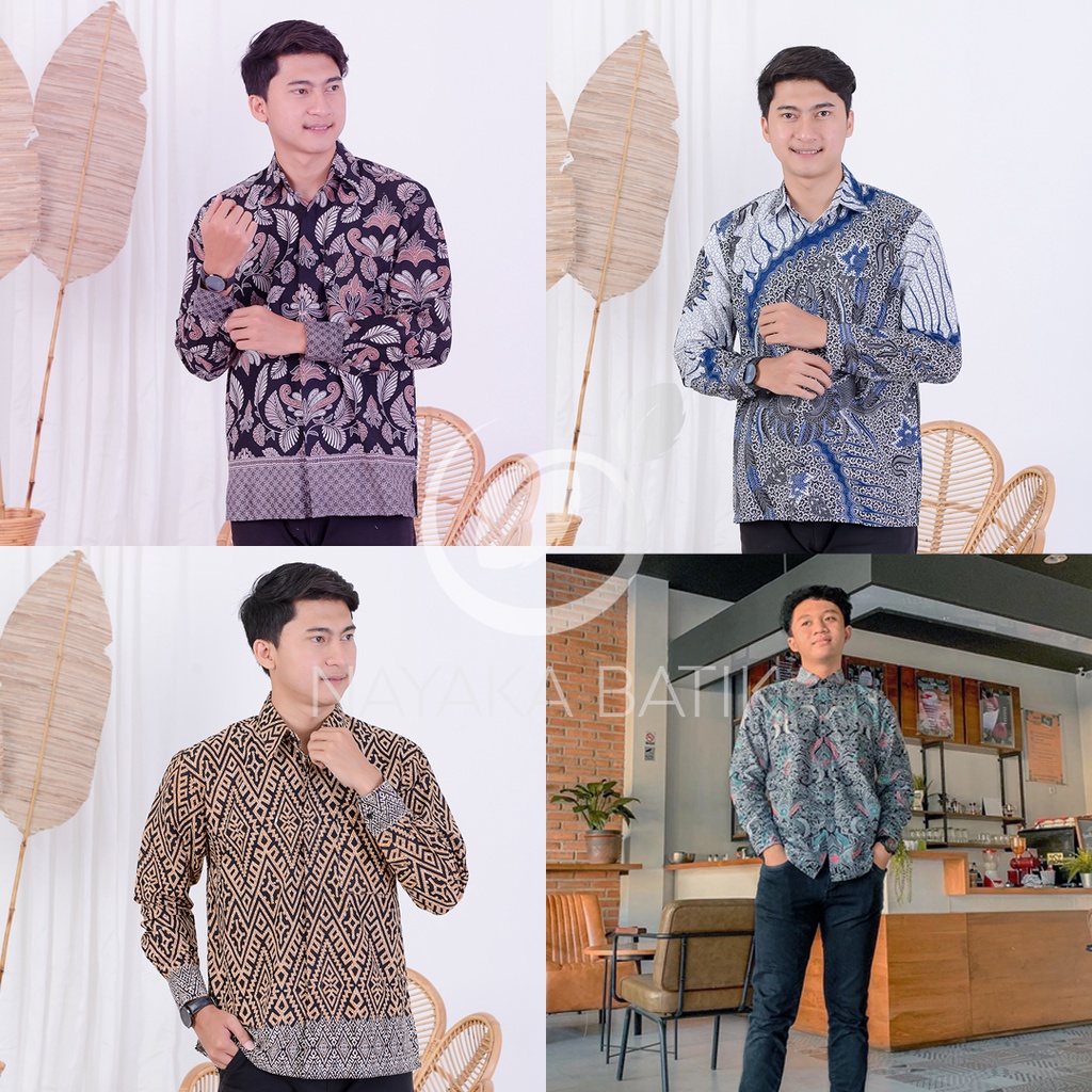 KEMEJA BATIK PRIA LENGAN PANJANG BATIK PRIA KATUN HALUS BAJU BATIK PRIA LENGAN PANJANG MODERN M L XL XXL LENGKAP