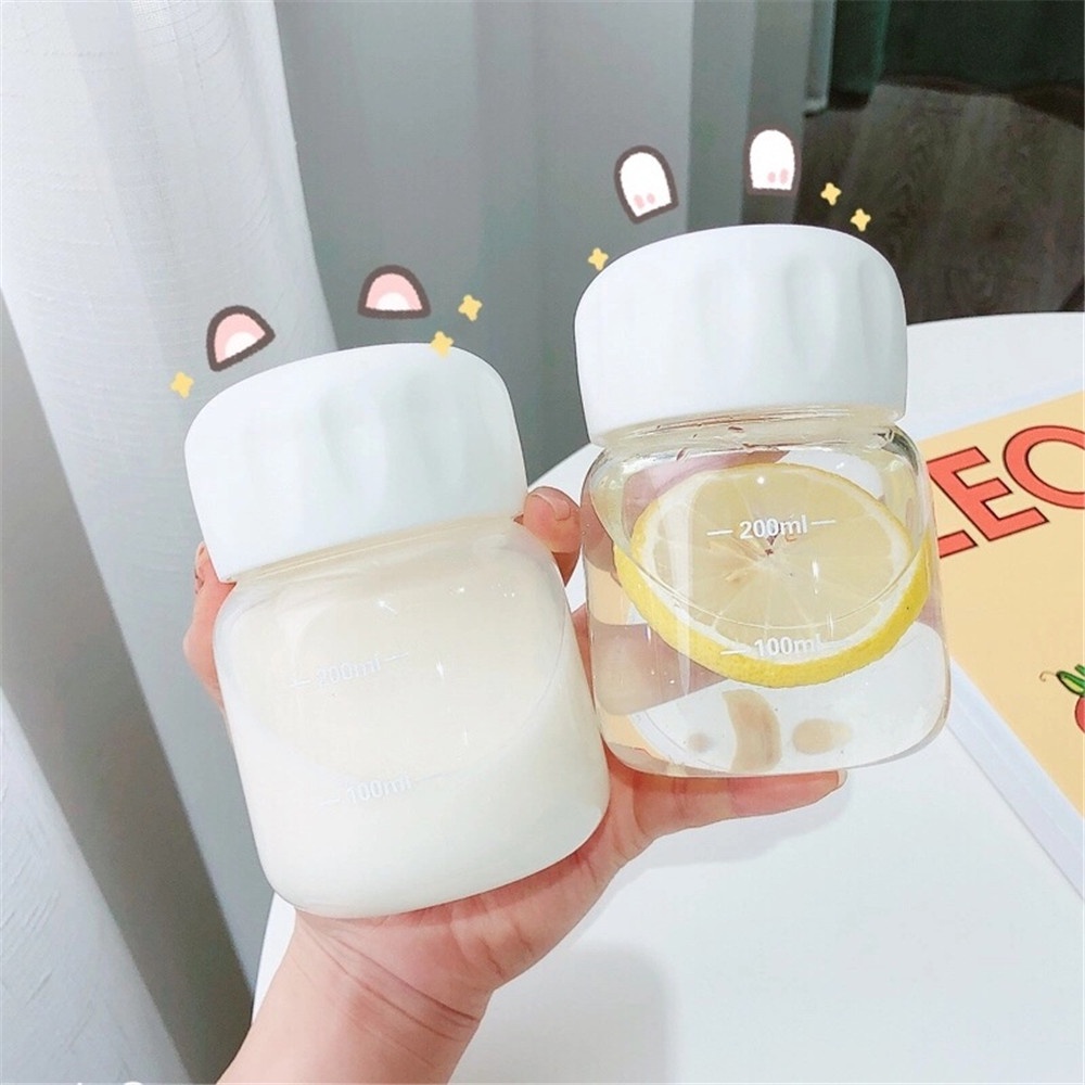 Botol Air Minum mini portable Transparan anti Bocor 220ML (Tidak Termasuk Stiker)