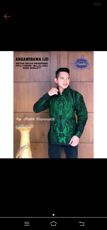 Argawibawa Ijo Panjang Kemeja Batik Pria Full Furing Katun Sragenan