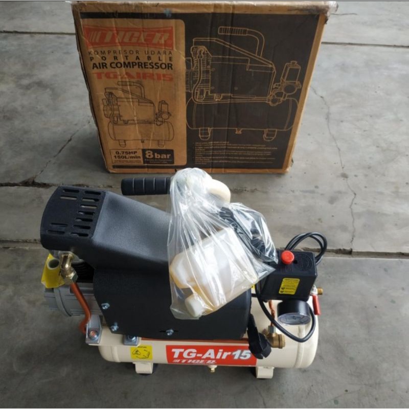Mesin Kompresor Listrik Direct 0.75 3/4 HP 11 Liter Tiger TG-Air15