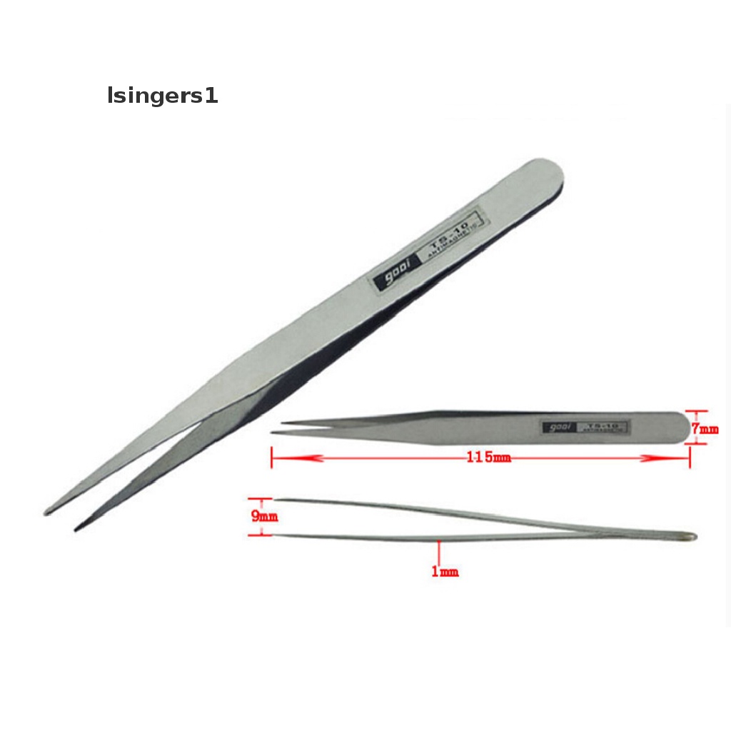 (lsingers1) 1pc Pinset Stainless Steel Anti Magnetik Untuk Perhiasan 1pc Pro Statik Anti Statis