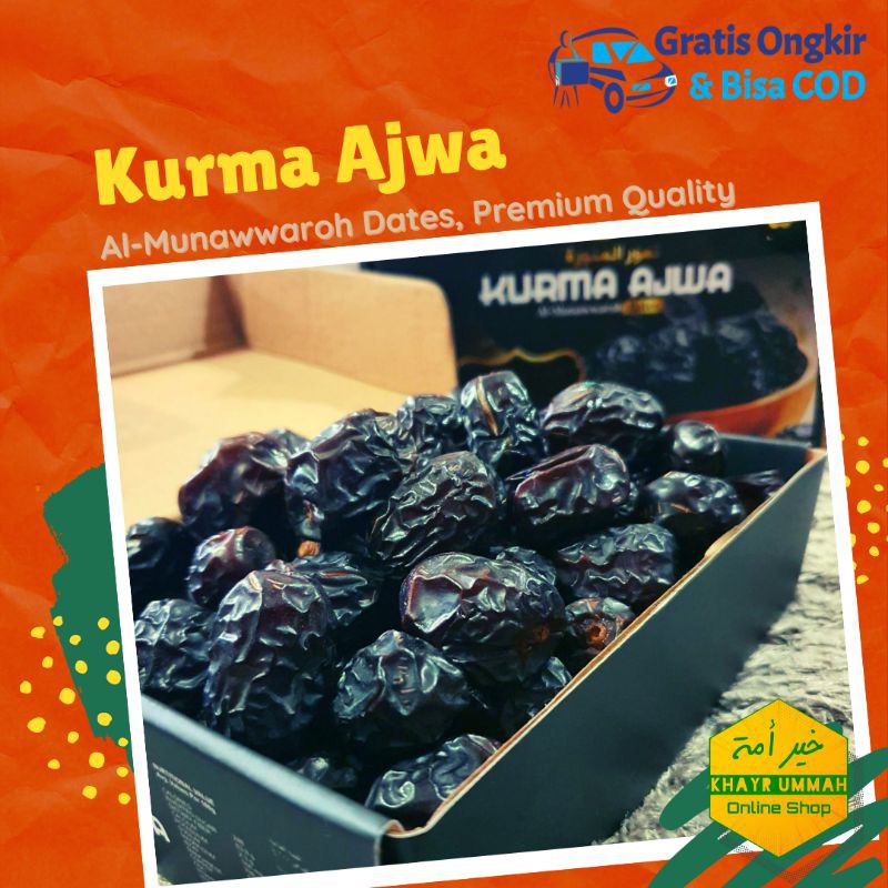 

Kurma Ajwa Premium Grade A 500 gram uk. buah sedang merk Al-Munawwarah | Kurma Nabi