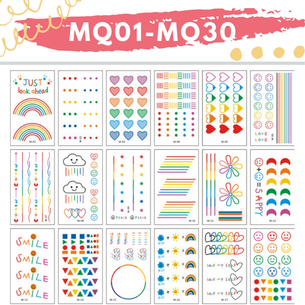 Stiker Tattoo kode MQ01-MQ30 | Tato Temporer | Waterproof