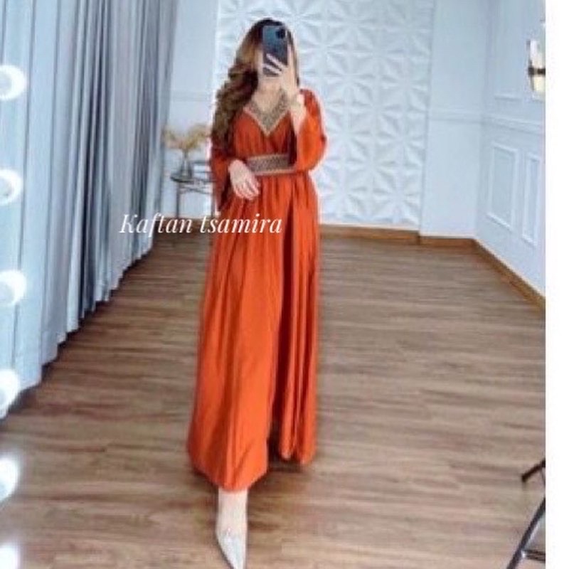 Kaftan Tsamira Renda Free Belt Dress Kaftan Wanita Rayon Twill Jumbo