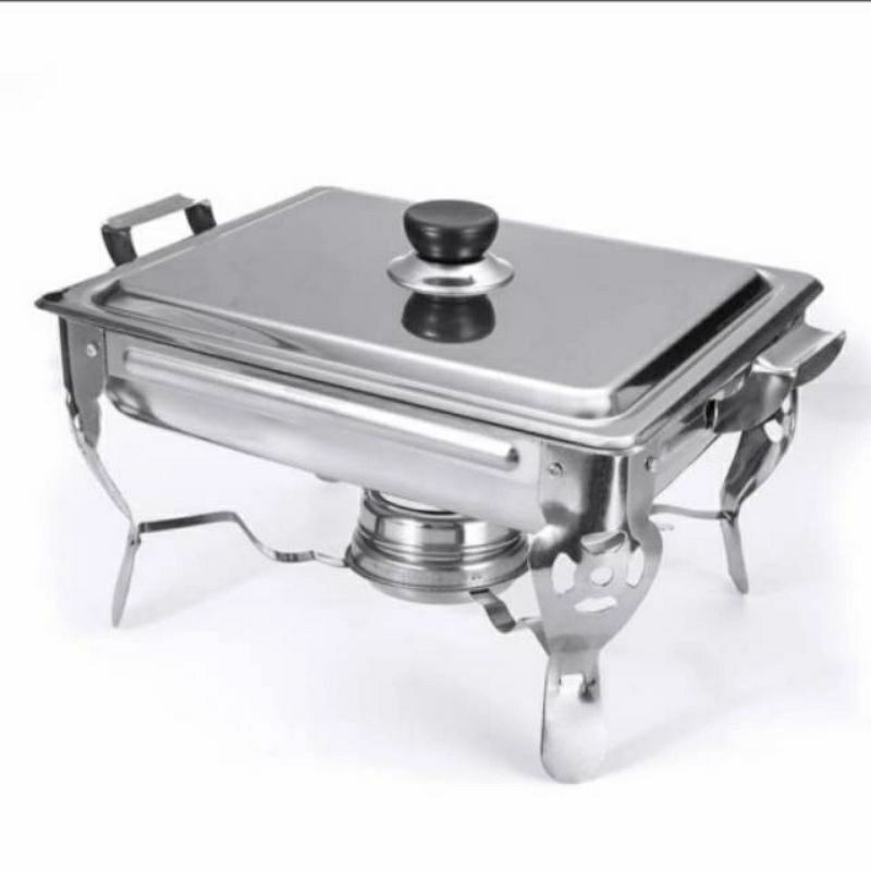 Prasmanan Warmer 2 Square Pan  , Tempat Makan Pemanas  Penghangat Sayur  Stainless Stell KOTAK / SEGI