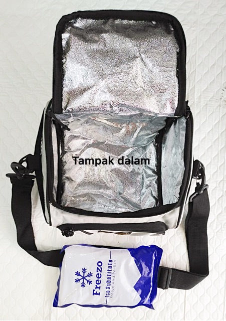 Cooler bag polos tali panjang + 1 ice gel / warmer bag / tas ASIP / tas penahan suhu