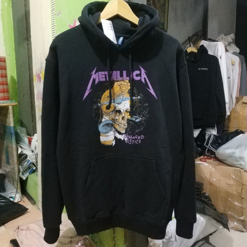 Hoodie Hnm Metallica Damage Justice Hitam Sweater Metalica black Free Paper Bag