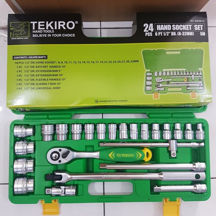 KUNCI SOCK SET 24 PCS PVC TEKIRO HAND MATA SOK SHOCK SOCKET 24PCS BOX PLASTIK 6 12 PT 6PT 12PT 10 21