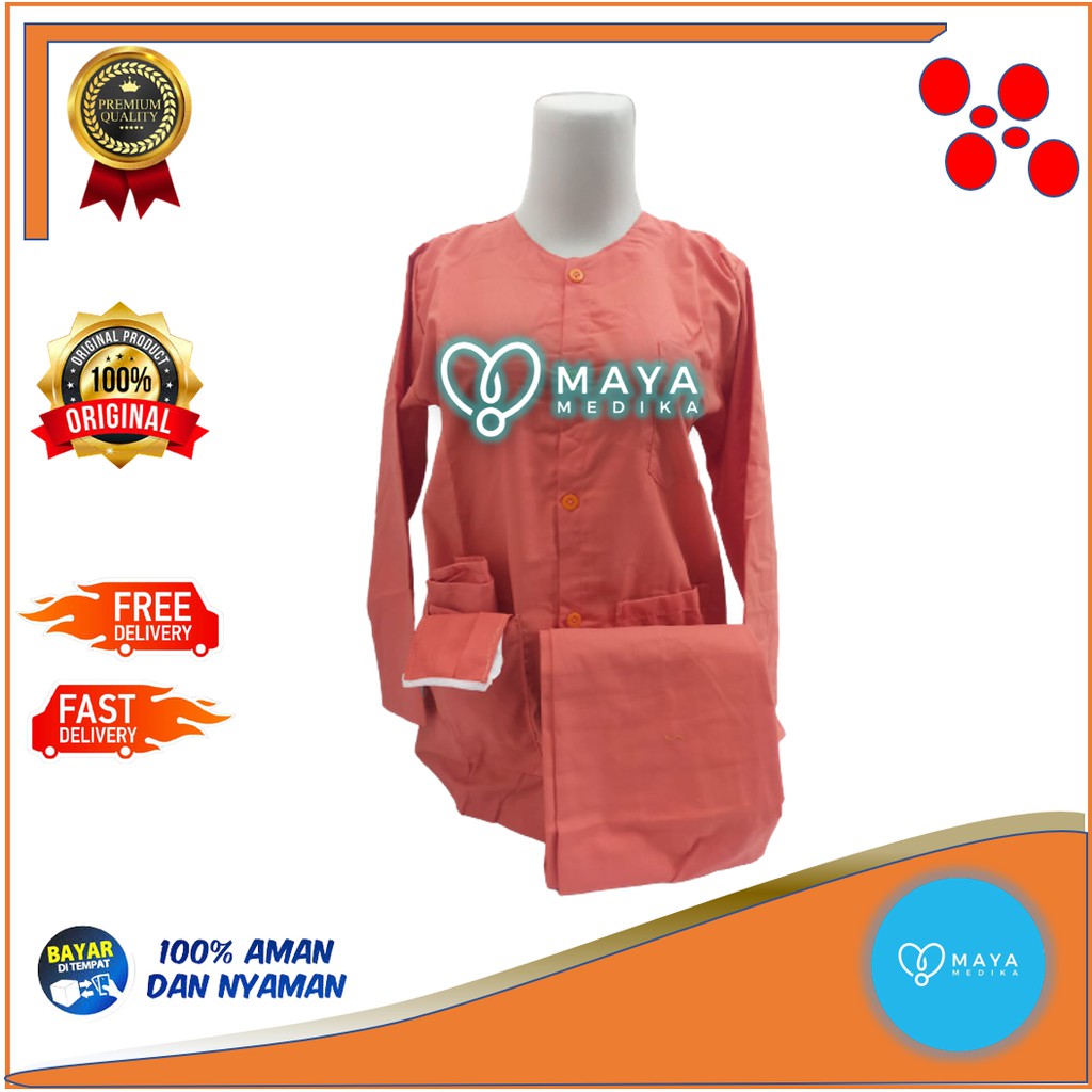 Baju Ok / Orange / Lengan Panjang / Baju Kancing / Celana Karet